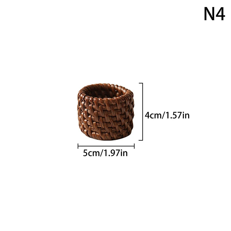 6 Woven Handmade Napkin Ring Rustic Natural Holder Table Decor Wooden Qme 4