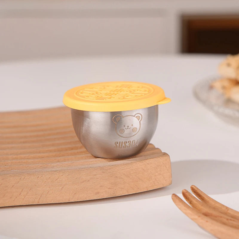 Barbecue Dipping Cup Stainless Steel Sauce Portable Seasoning Dish Qme Yellow
