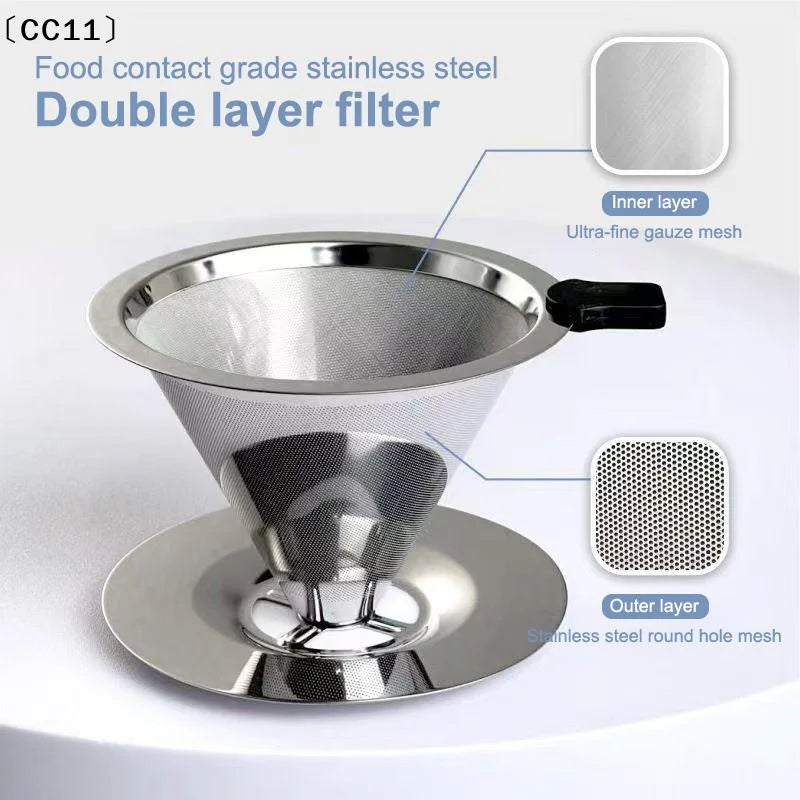 Stainless Steel Pour Over Coffee Filter Ultra Fine Mesh Food Grade Qme