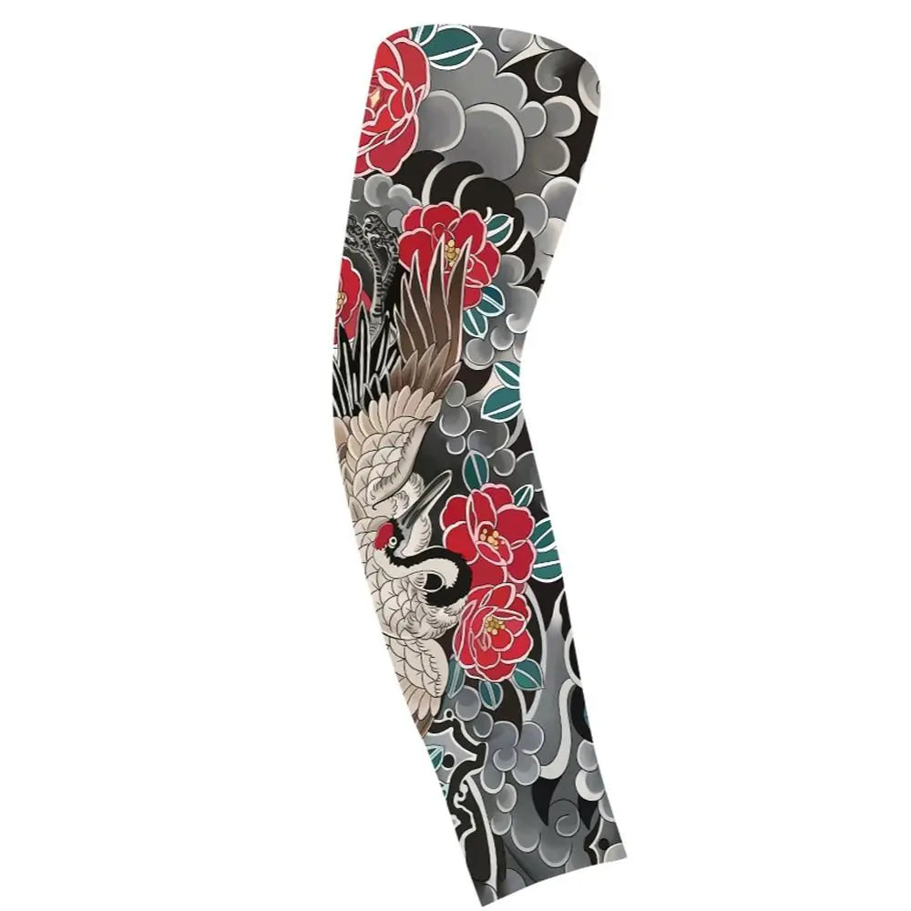 Flower Arm Pattern Flower Arm Tattoo Sleeve Breathable Thin Men Sunscreen Sleeve UV Protection Long-sleeved Ice Silk Arm Sleeve Qme style 11