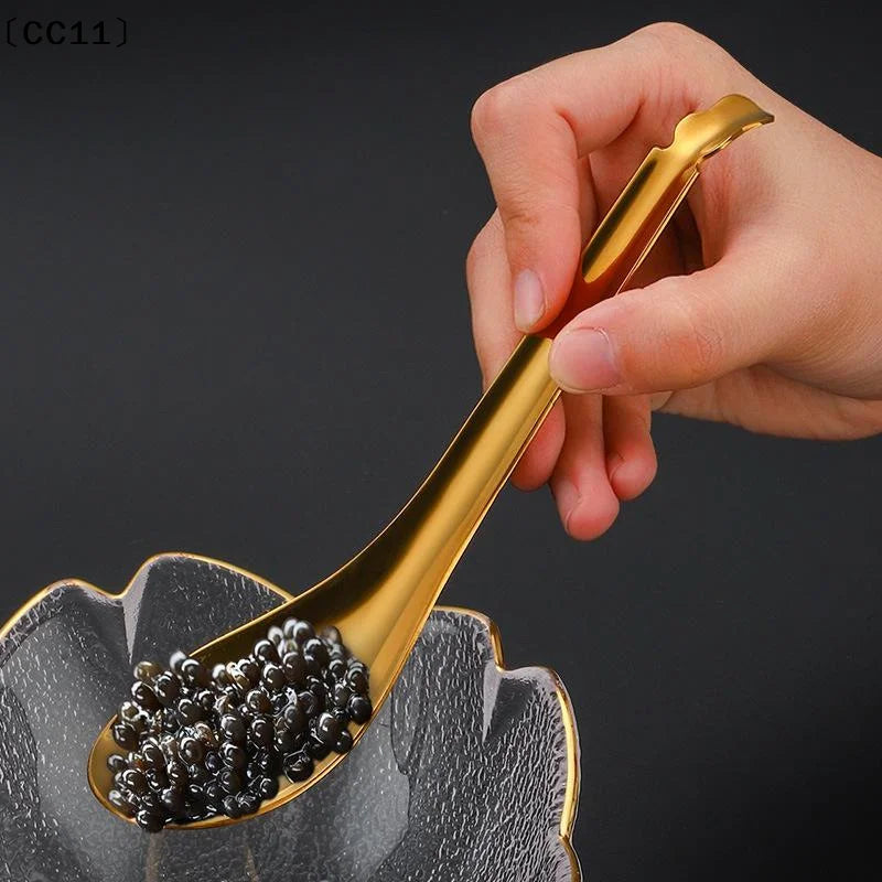 Stainless Steel Kitchen Spoon Cuisine Caviar Builder Roe Sauce Qme