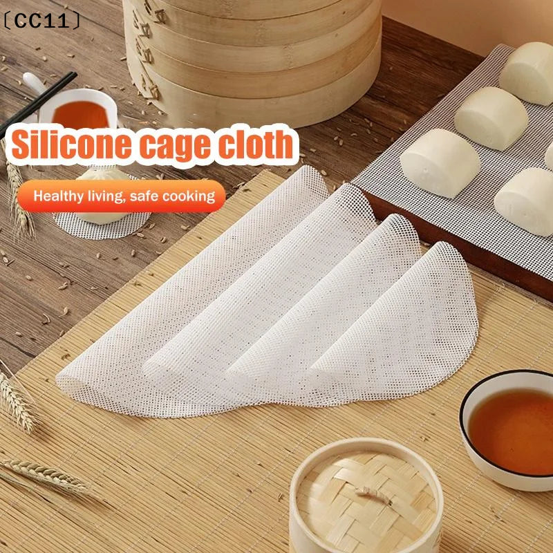 Reusable Silicone Non-stick Steamer Cloth Liners Round Steaming Mat Qme
