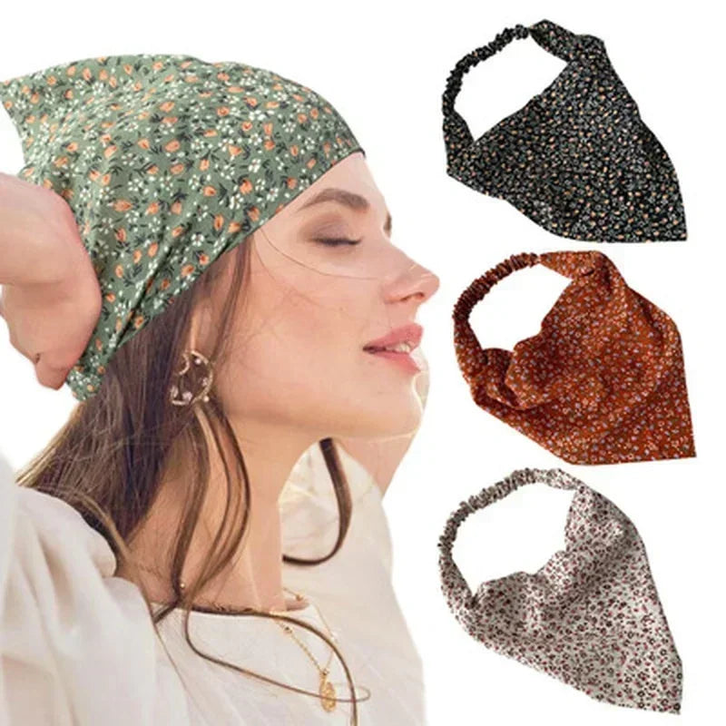 Floral Kerchief Headwear Wrist Head Wrap Scarf Triangular Headscarf Qme