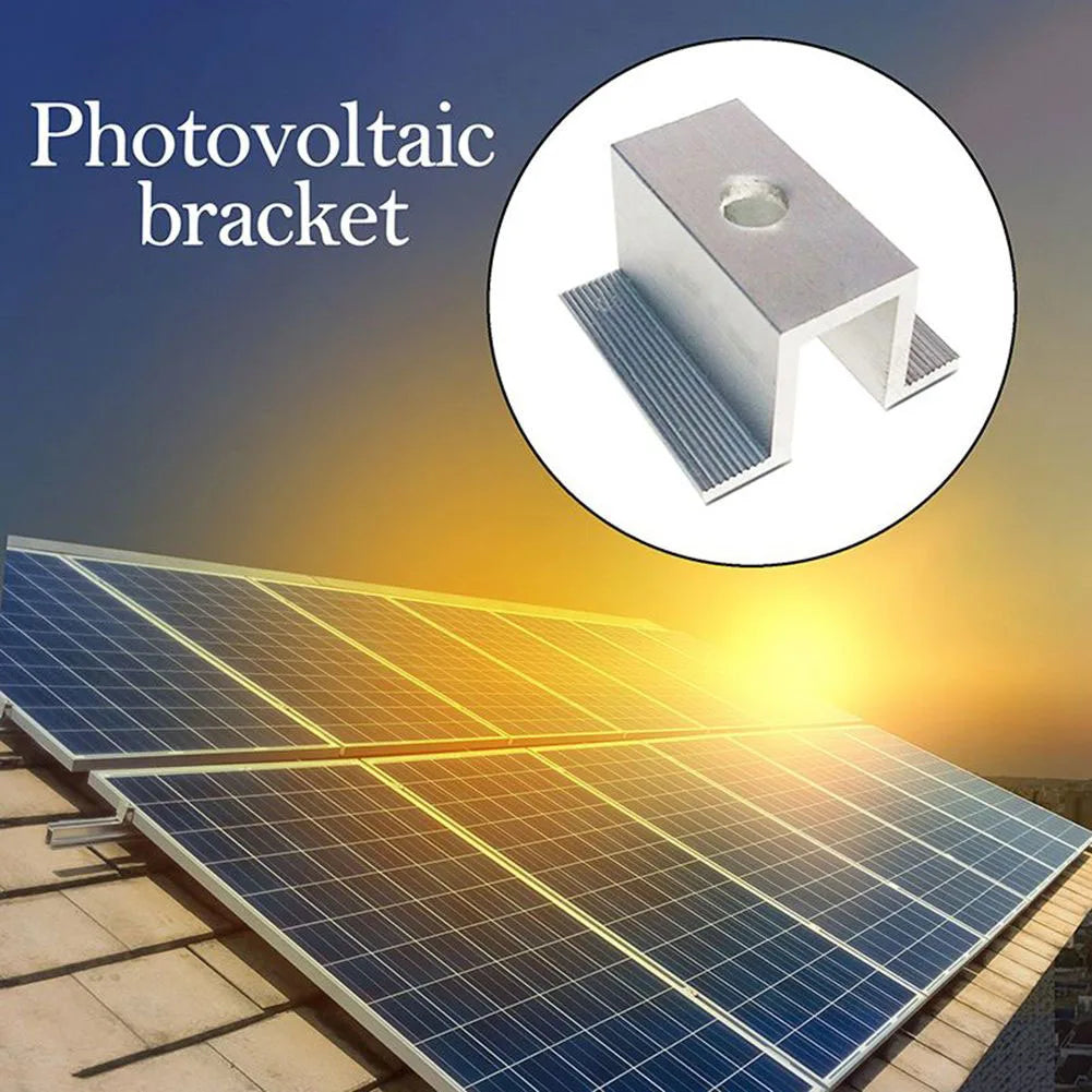 10Pcs/set Solar Middle Clamp PV Fit For Aluminum Alloy Solar Panel Frame Height 25-50mm For Most Frame Modules Accessories Qme