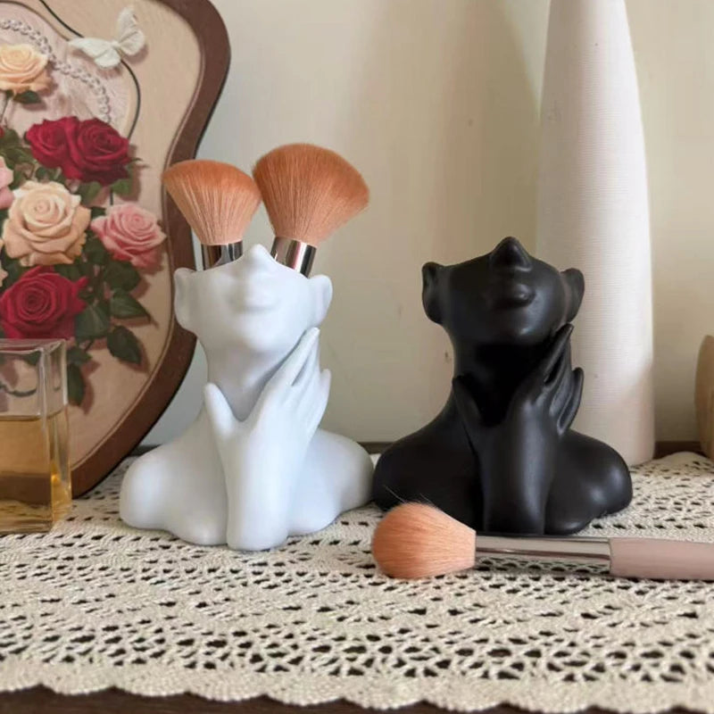 Creative Art Vase Makeup Brush And Pen Holder Multi-Functional Desk Organizer Statue Ornament Home Office Decor Qme