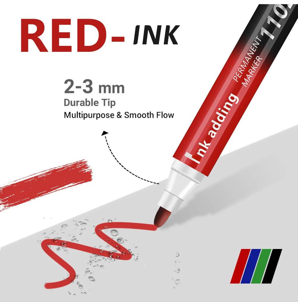 4Pcs/Set Permanent oily Marker Pen Waterproof Markers Crude Nib Black Blue Red Green Ink 2-3mm Color Marker Pens Qme