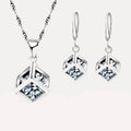 Trendy Design Jewelry Set For Women 925 Sterling Silver Color Jewelry Set Square Pendant Necklace Earrings Wholesale Promotion Qme Default Title