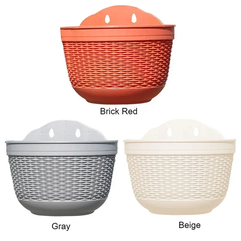 Imitation Rattan Weaving Creative Flower Planter Garden Pot Flowerpot Qme