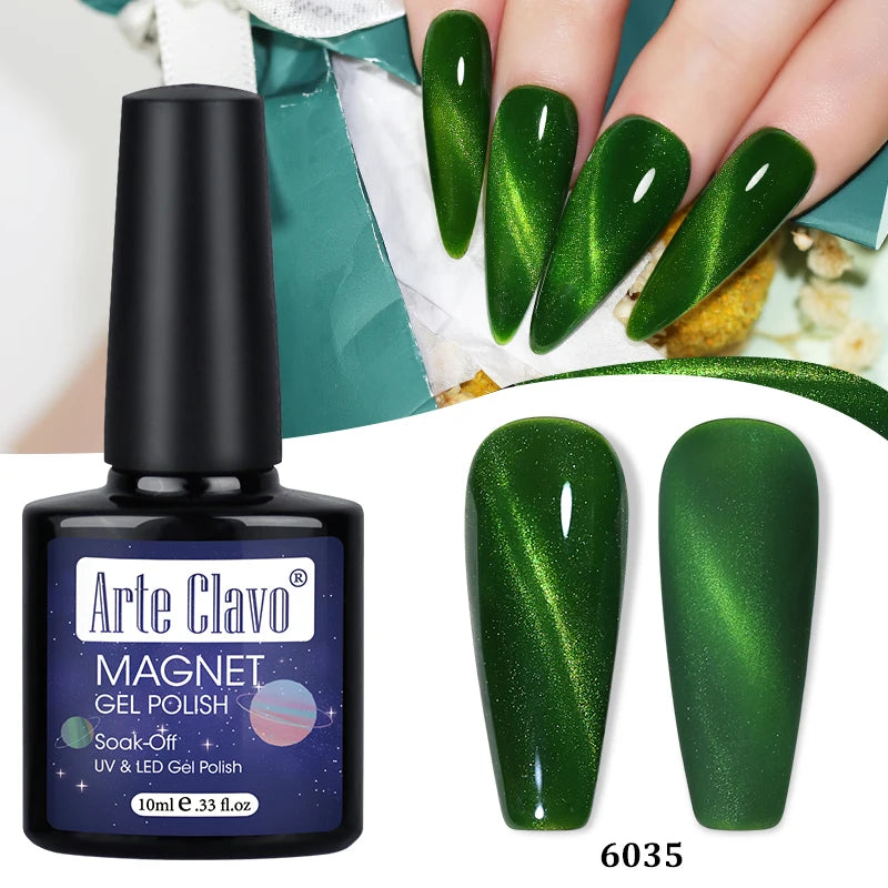 Arte Clavo Cat Eye Magnetic Gel Polish Green Red Semi Permanent Soak Qme 6035