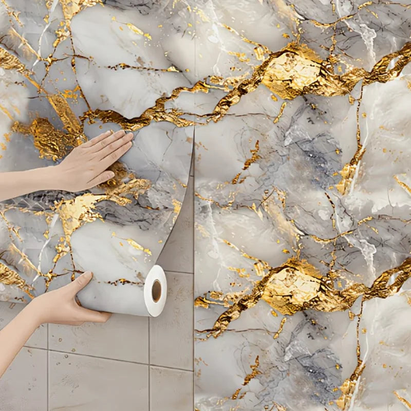 Non Slip Marble Kitchen Countertop Oil Proof Film Waterproof Heat Qme