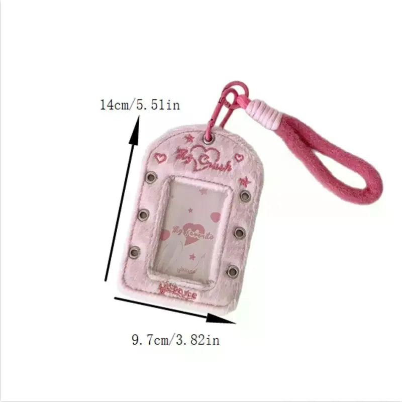 Cute Ballet-style Ribbon Photocard Holder Plush Card Lanyard Idol Qme