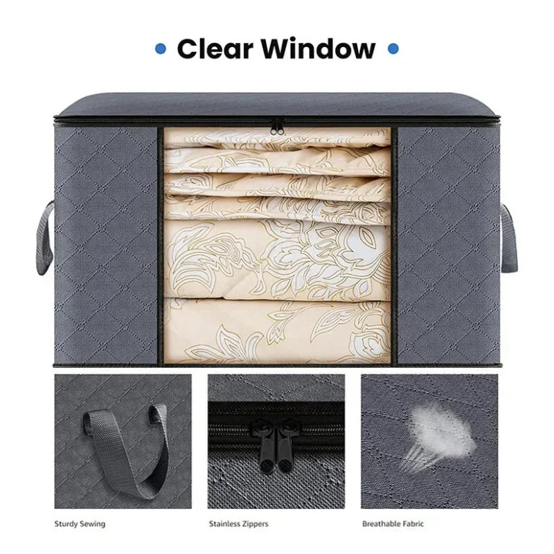 Closet Organizers and Storages Clothes Storage Bag Blanket Storage Foldable Storages Bin Sturdy Sewn By 3 Layers Fabrics Qme