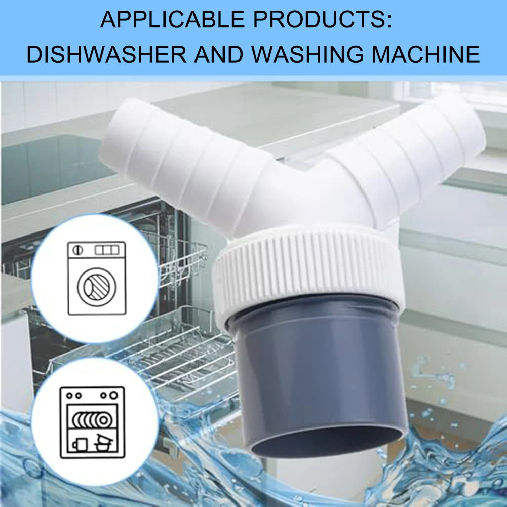 Drain Adapter Double Connection Y-type Washing Machine 1/4 Inch 40mm Three-way Two-in-one Connector Converter With Clamps Qme