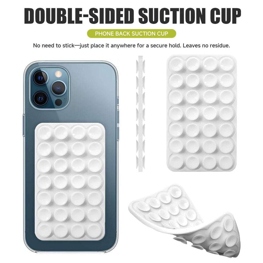 Double-Sided Suction Cup Phone Mount, Silicone Suction Phone Case Adhesive Sticky Phone Grip Hands-Free Phone Grip Phone Stand Qme