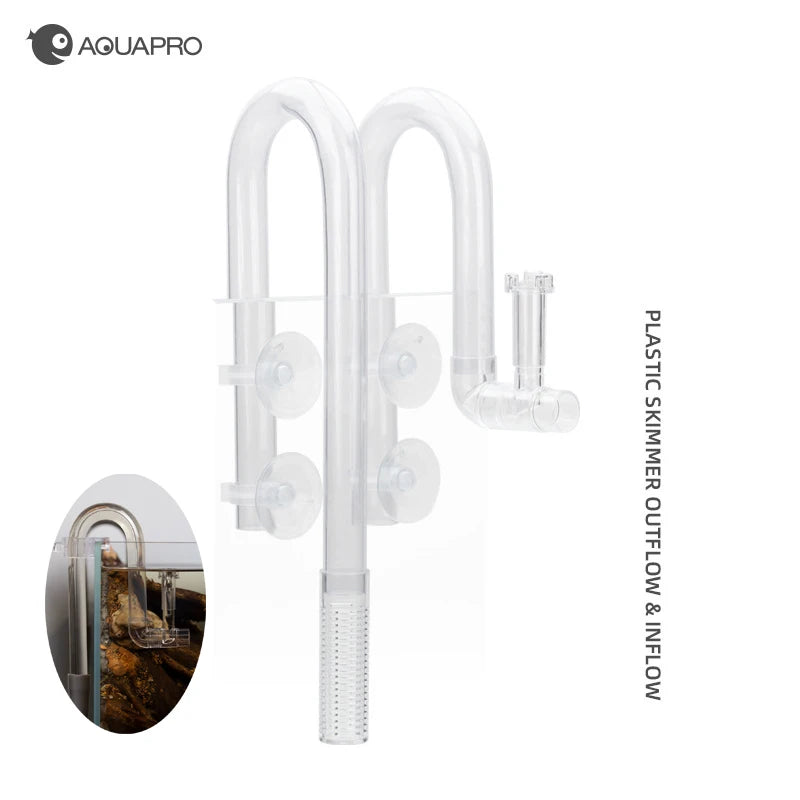 AQUAPRO Plastic Inflow Outflow Inlet Outlet Skimmer Aquarium Accessories Plant Tank Pipe Fish Water Filtro Fishbowl Set Akvarium Qme