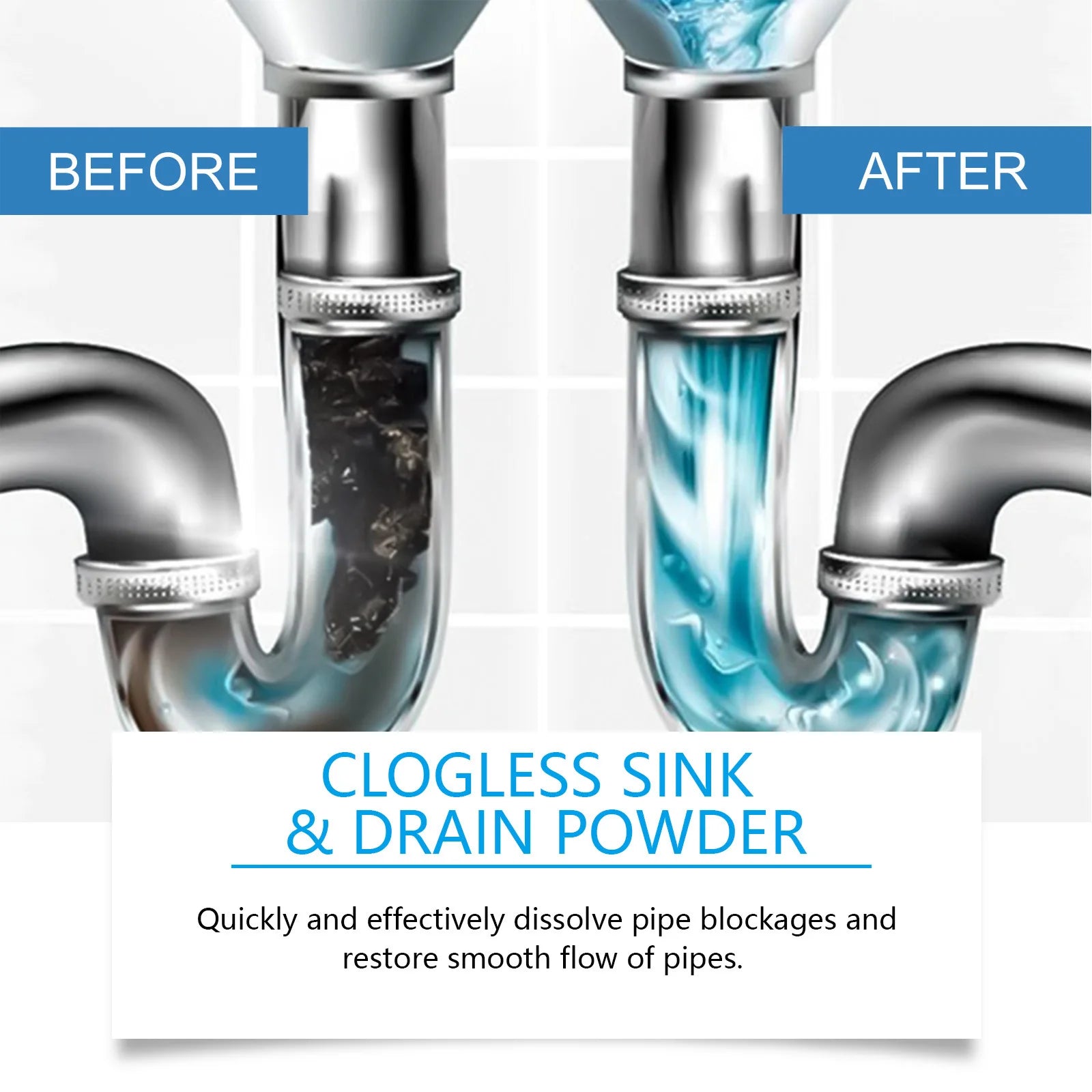 Drain Cleaning Powder Eliminate Stubborn Clogs Kitchen Sewer Power Pipes Channel Remover Prevent Blockage Pipe Dredging Agent Qme