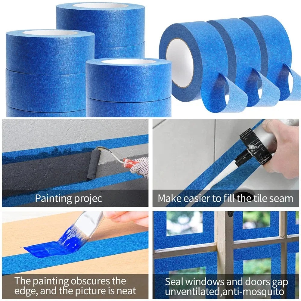1/3 Roll Blue Paint Tape 20m Universal Multi-Surface Masking Easy Removal Painting Tape Home Improvement DIY Blue Masking Tape Qme