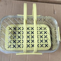 Handle Leak Proof PET Drain Storage Box Double Layer Food Container Qme Yellow