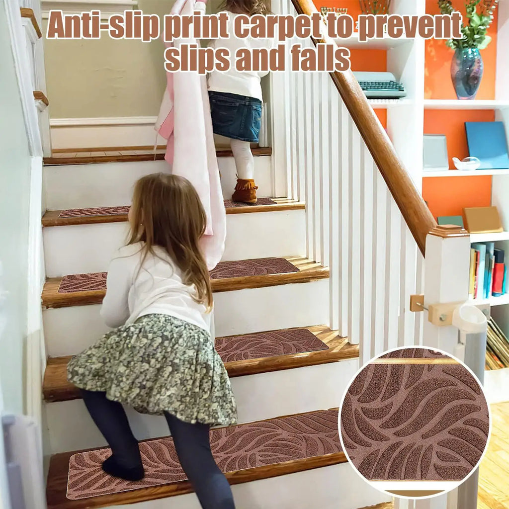 Staircase Step Treads Peel Stick Wooden Steps 15 Non-skid Safety Rug Qme
