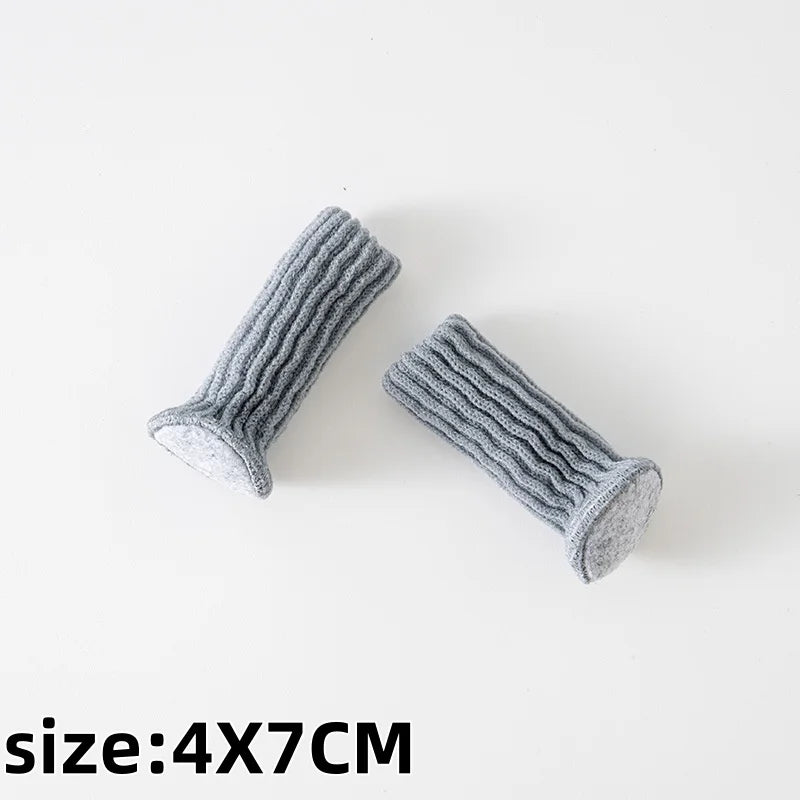 16PCS Knitted Chair Leg Silent Protection Cover Door Handle Wear Resistant Anti Slip Floor Scratch Protection Furniture Foot Mat Qme Grey-16pcs