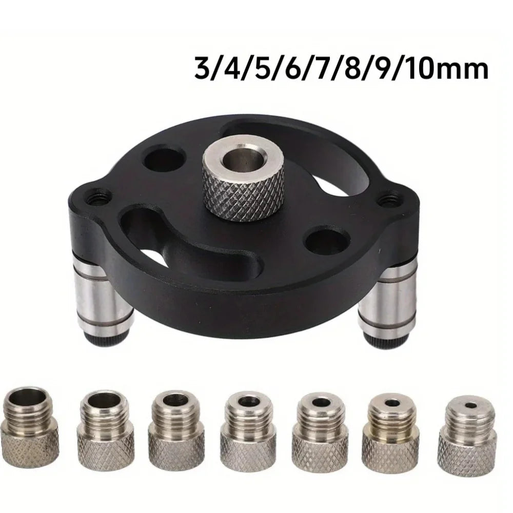 3-10mm Woodworking Self-Centering Dowel Jig Handheld Drill Guide Locator Straight Holes Wood Panel Hole Puncher Locator Tool Qme Black Set C