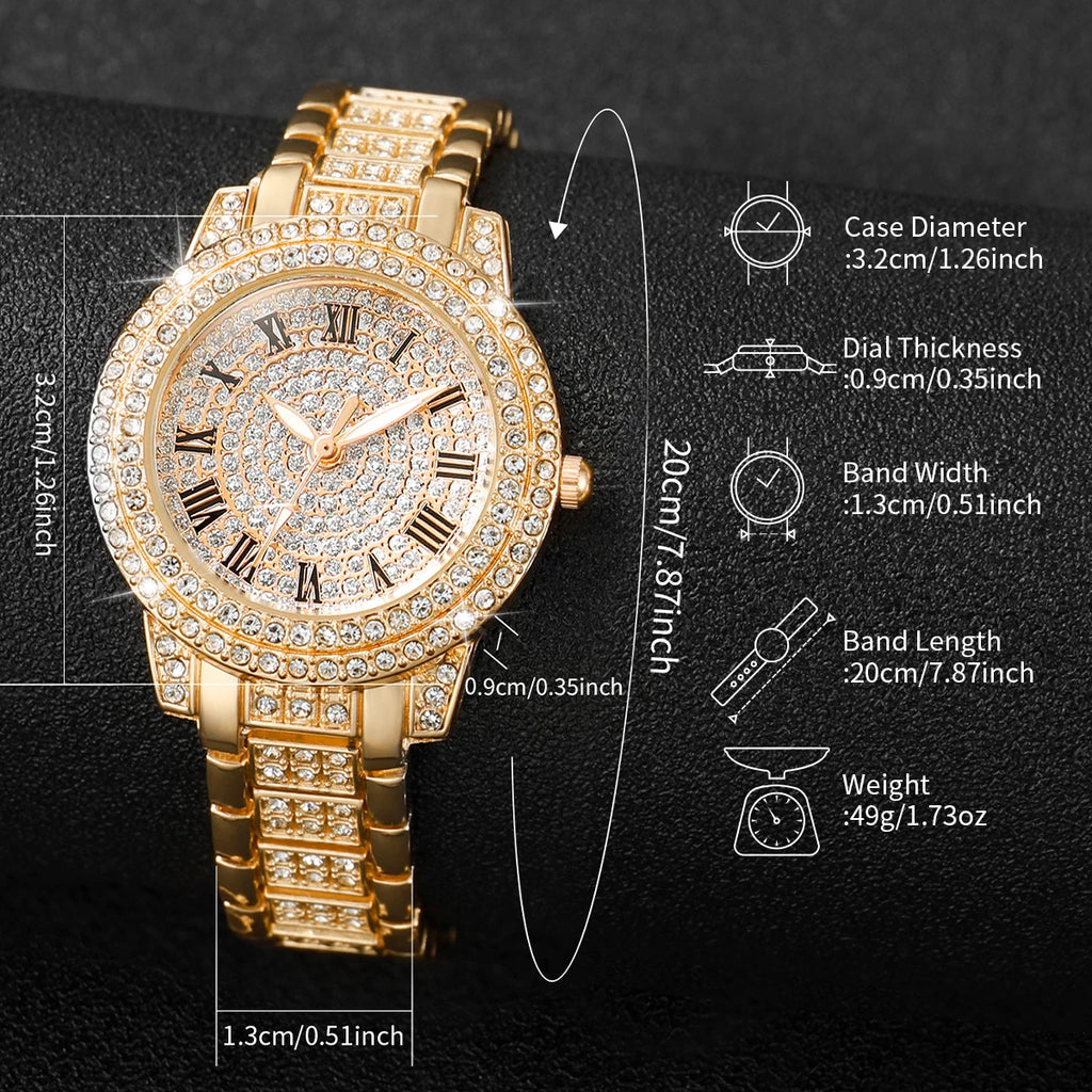 Luxury ladies' high-end watch with diamond studded full diamond steel chain, fashionable temperament, small dial watch Qme