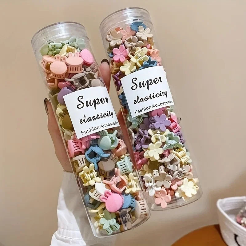 100/50/20 Sets of Mini Hair Clips, Cute Plastic Flower-shaped Hair Accessories, Pure Color Braids, Suitable for Teenagers, Girl Qme