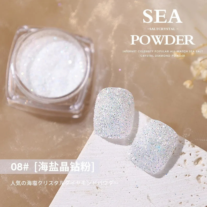 Aurora Sea Salt Crystal Diamond Nail Glitter 12 Colors Super Shiny Sugar Powder Nail Art Decoration Qme 8