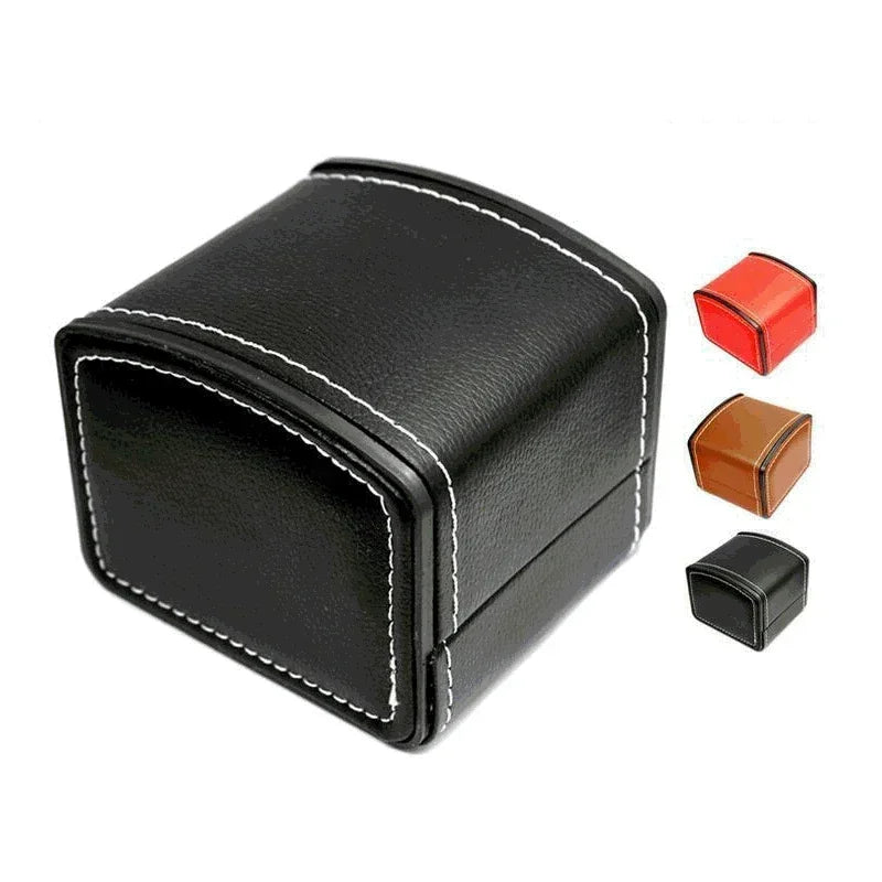 Portable Watch Box PU Leather Watch Case Organizer Storage Holder for Men Women Bracelet Vintage Jewelry Box with Leather Pillow Qme