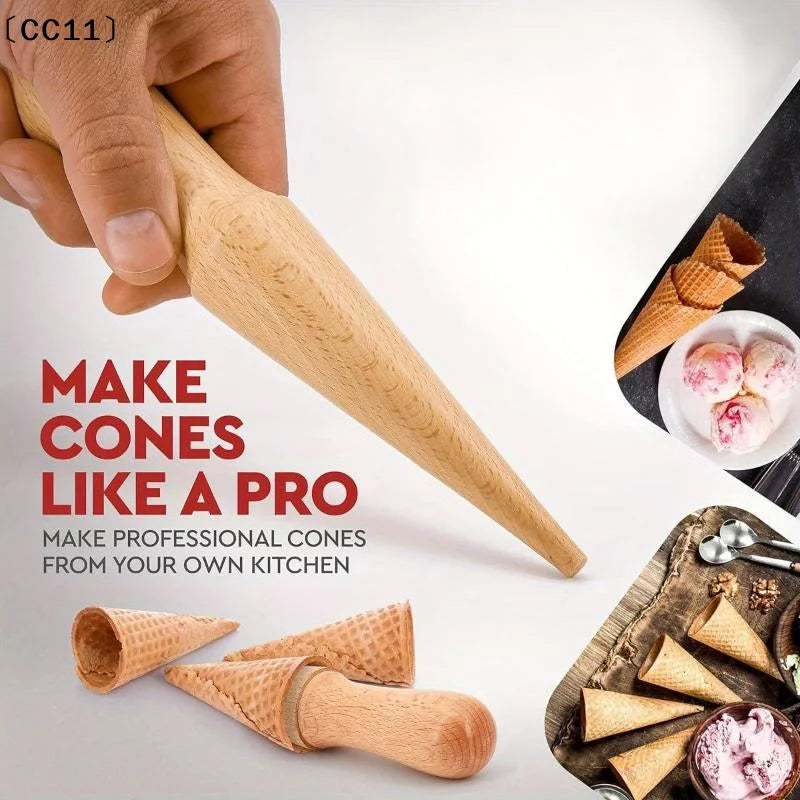 Wooden Ice Cream Cone Mold DIY Kitchen Tool Waffle Cake Croissant Qme