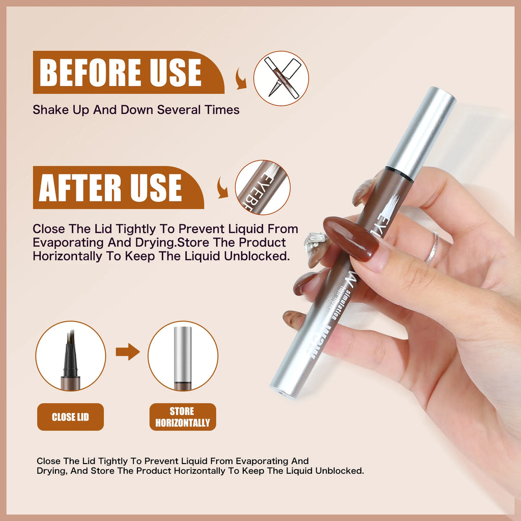 Waterproof Sweat-proof Liquid Eyebrow Pen, 5 Colors, Long Lasting Smudge-proof, Natural Wild Brow Makeup for Women Qme