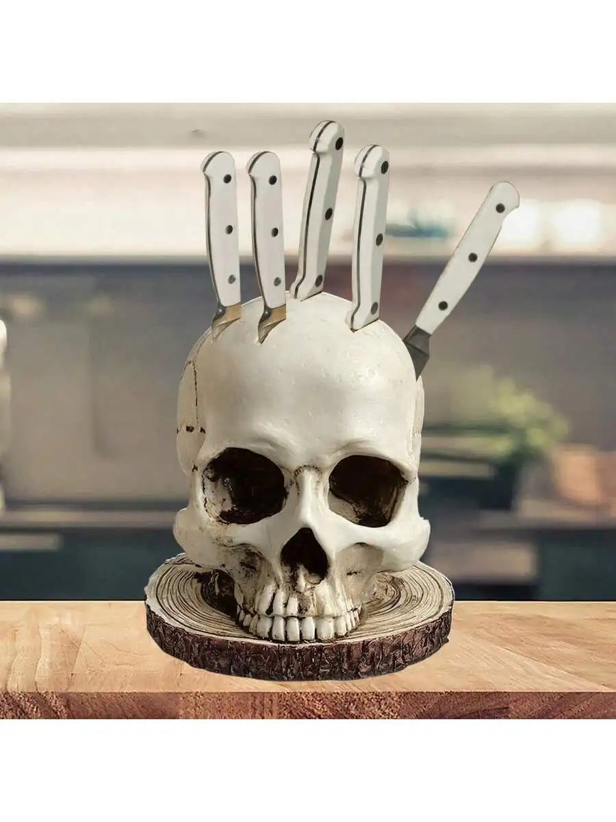 Horror Skull Knife Holder Used Kitchen Storage Decoration Ornaments Qme