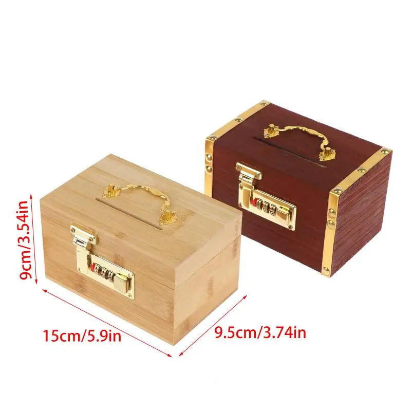 Decorative Secure Lock Home Storage Gadget Safe Anti-theft Wooden Qme