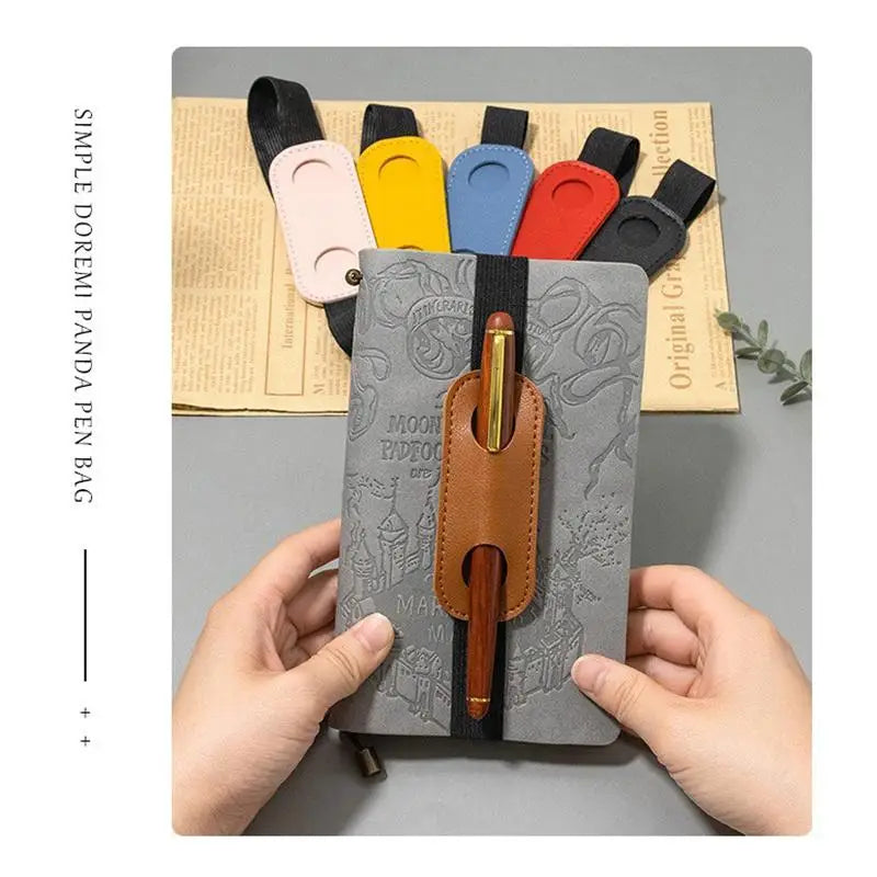Elastic Band PU Leather Pen Holder Creative Anti-lost Notebook Clip Qme