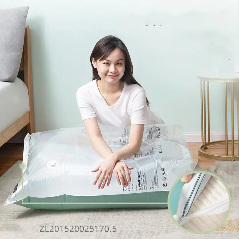 Extra Large No-Pump Vacuum Storage Compression Bags, Practical Space Saver to Store Clothes, Blankets and Bedroom Bedding Neatly Qme