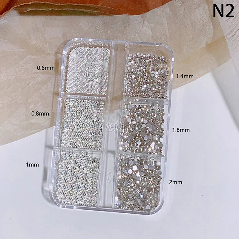 6 Grids Mini Pearl Nail Beads 0 6- Silver Stainless Jewelry Metal Qme N2