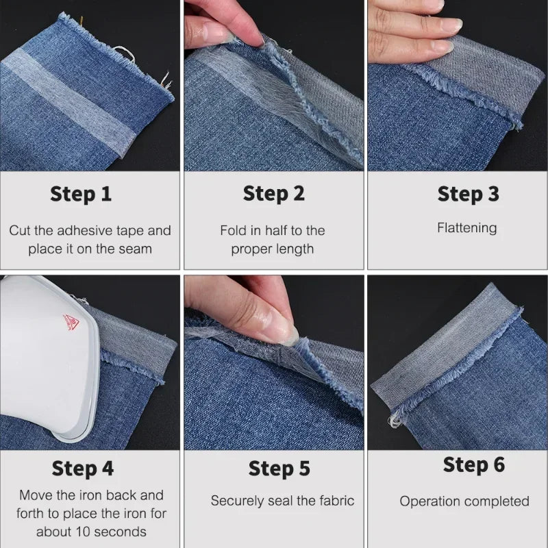 60M Self-adhesive Pants Hem Tape Edge Shorten Paste Iron DIY Clothes Qme
