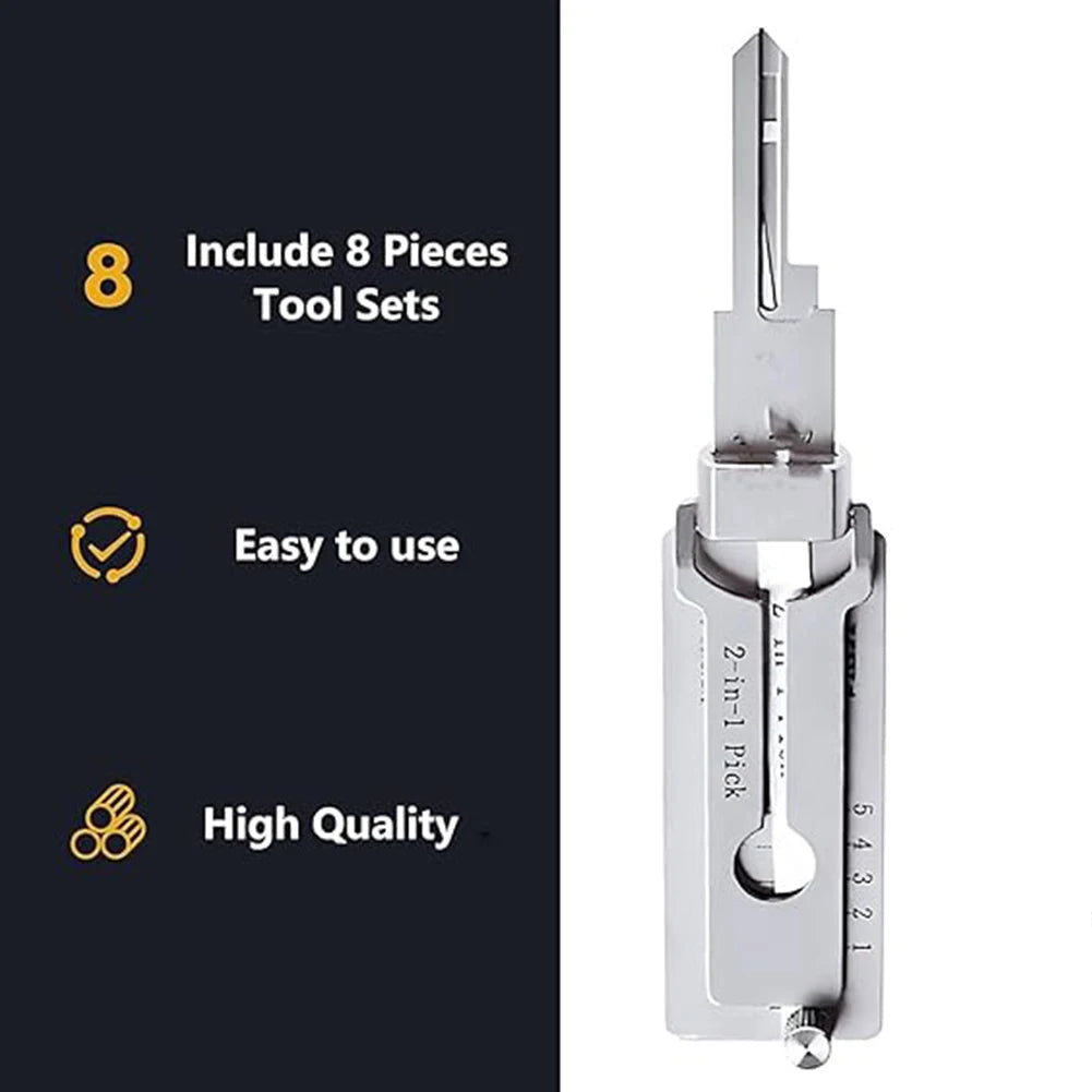 5-1PCS 2-in-1 Stainless Steel Key Decoder Available Hook Tool Pickup Hand Precision Tools O-ring Pickup Maintenance Repair Kits Qme