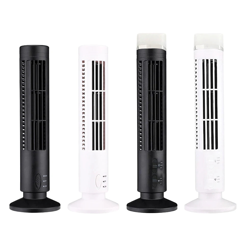 LED Tower Fan Bladeless Tower Fan 2 Gear Speed Adjustable Portable Electric Desk Fan for Home Bedroom Living Rooom Office Qme