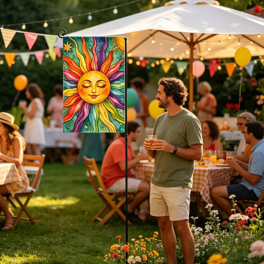 Sun Face Garden Flag 12x18 Inch Double Sided Summer Banner Vibrant Qme China Mainland