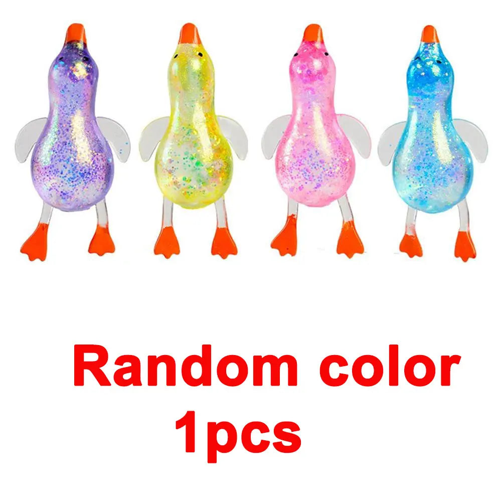 Stress Relief Squeeze Squishy Glitter Ducks Kids Fidget Toy Animal Qme random