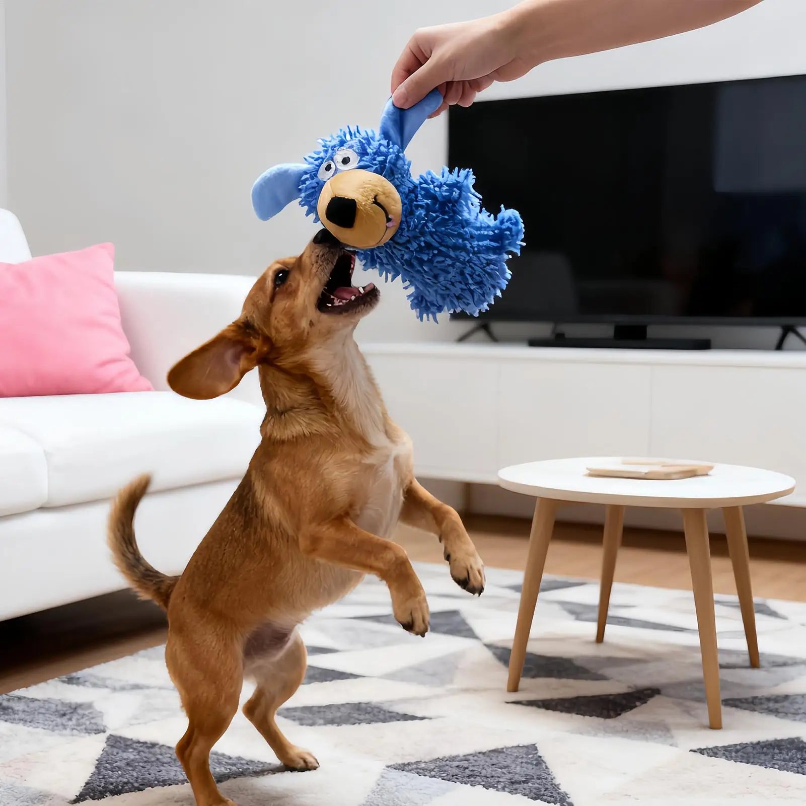 Squeaky Stuffed Dog Toy Interactive Dog Squeak Toys for Teeth Cleaning Enrichment Stimulation Puppy Chewers Qme