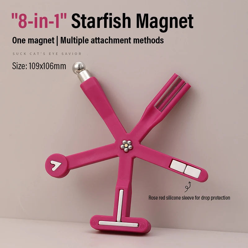 Multi-Functional Starfish Nail Magnet 8-in-1 Nail Art Tool Strong Magnetic Force Stick Anti-Fall Silicone Cover Cat Eye Manicure Qme 8-in-1 rose red