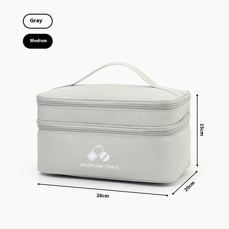 First Aid Home Travel Double Layer Classification Storage Drug Qme M Gray