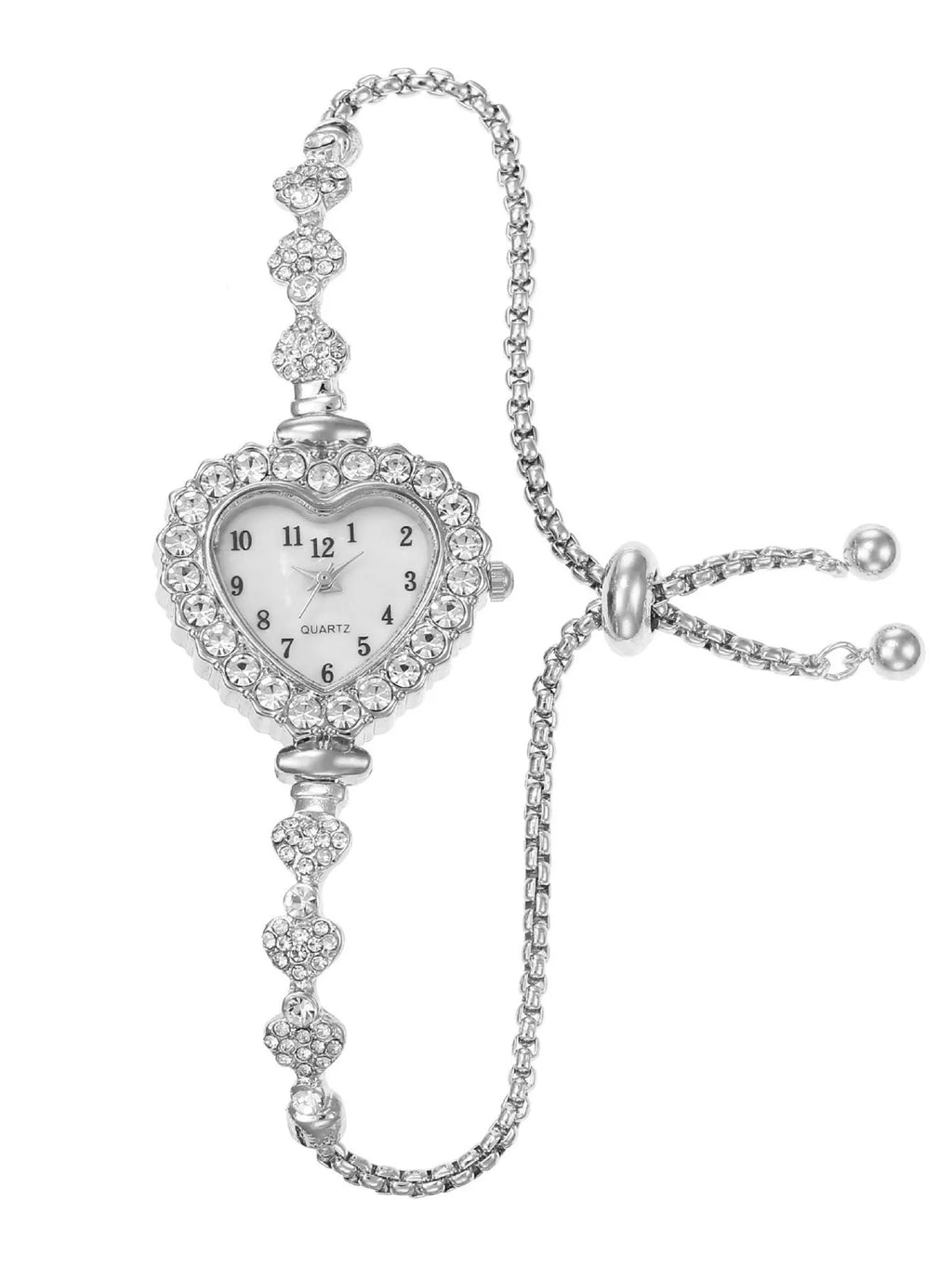 Fashionable heart-shaped fine strap diamond floral ladies' watch with adjustable bracelet Qme