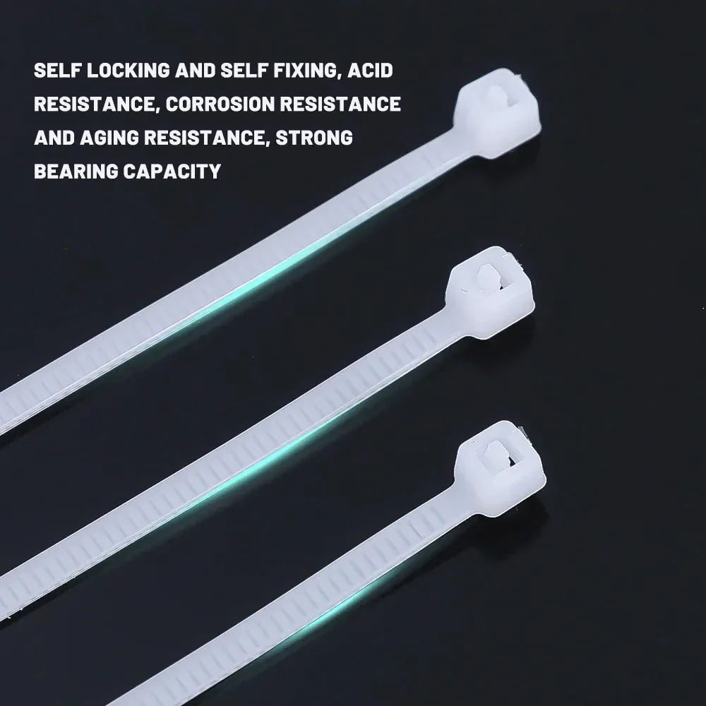 100PCS Nylon Self-Locking Cable Ties Durable Zip Ties Wire Organizer Straps Loop Wrap Fastening for Home Office Cable Management Qme