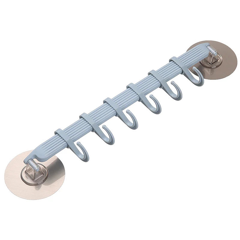 Blue White Pink Suction Cup Hook 6 Rows Kitchen Bathroom Corner Qme Blue