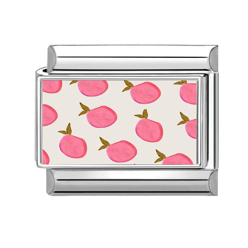 Fashion Pink Y2K Leopard Print Love Heart Butterfly Italian Charm