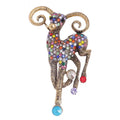 1Pcs Baroque Luxury Sheep Goat Brooch Pin Jewelry For Men Women Wedding Party Couple Gift Qme A3