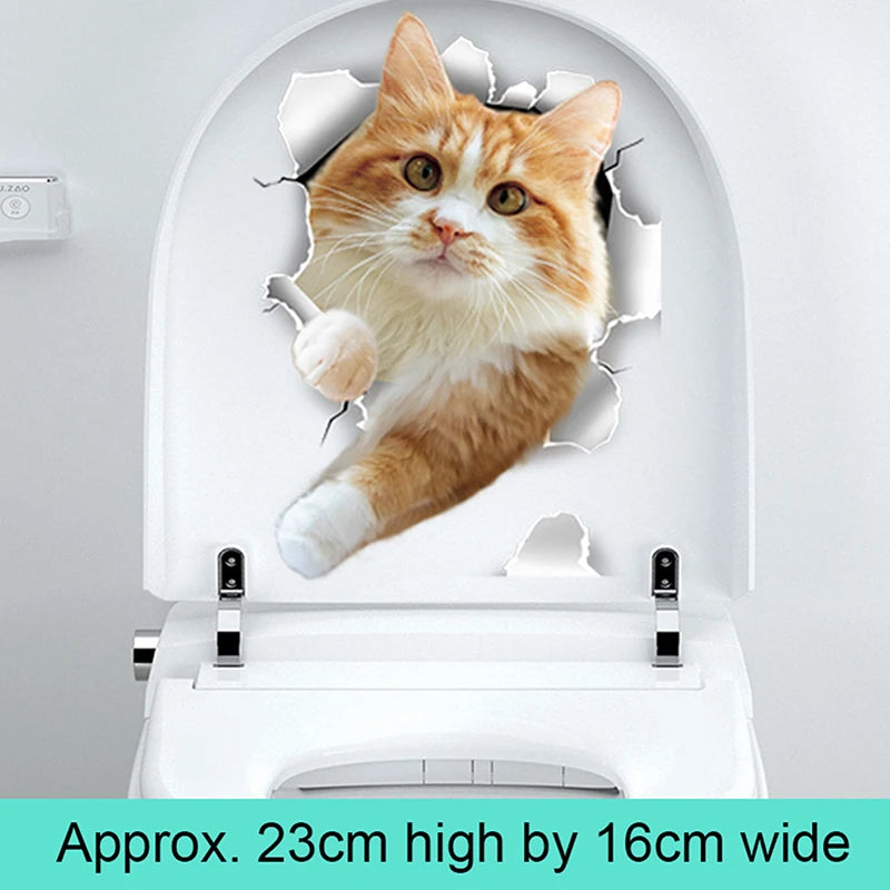 Animal Decals Decor Bathroom Washroom Funny 3D Kitten Toilet Seat Qme 03